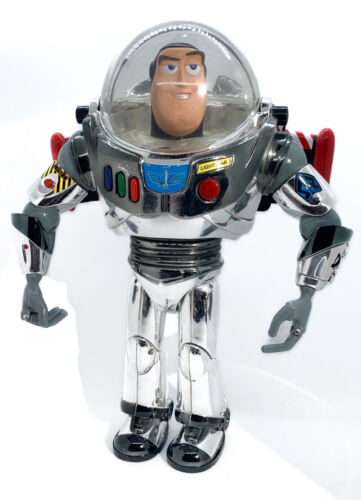 Toy Story Intergalactic Buzz Lightyear Chrome Action Figure Disney Damaged - Picture 14 of 14