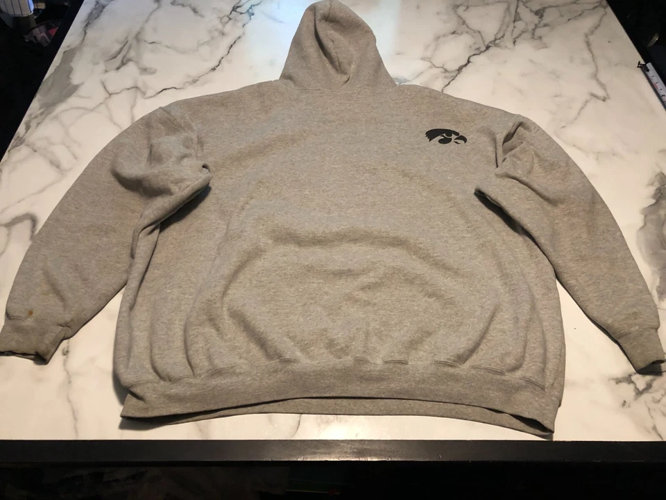 Nike Iowa Hawkeyes Hoodie Mens 3XLT Gray Cotton Pockets Drawstring Pullover - Image 2 of 4