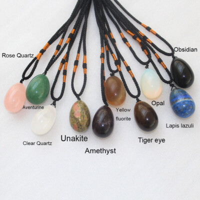 Natural Oval Egg Crystal Necklace Stone Quartz Chakra Pendant Reiki Healing Gift
