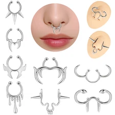 1 PC Stainless Steel Nose Cuff Non Piercing Nose Ring Faux Septum Punk Jewelry
