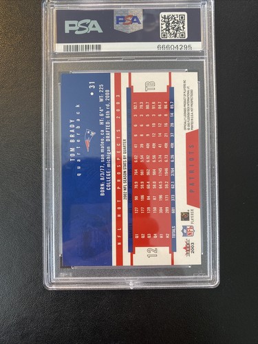 2003 Fleer Hot Prospects # 31 Tom Brady PSA 9 - Pop 17 / 3 Higher
