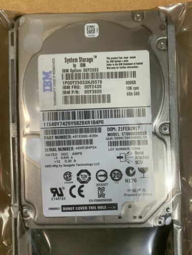 IBM 00Y2503 00Y2430 00Y5707 00MJ145 600GB 10K 2.5 " SAS V3700 Hard Drive - Bild 2 von 3