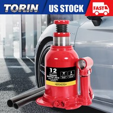 Bigred 12 Ton Torin Welded Hydraulic Stubby Low Profile Bottle Jack Red Red