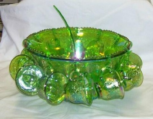 12 GREEN INDIANA PUNCH BOWL CUP S HOOKS HANGERS CARNIVAL PUNCHBOWL * NEW * - Picture 2 of 2