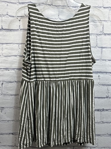 Isabel Maternity by Ingrid & Isabel Olive Green Maternity Striped Tank Top XXL - Picture 4 of 5