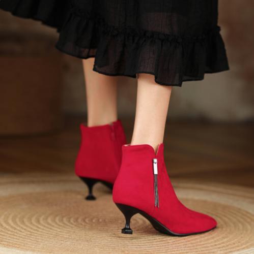 Women's Fashion Dress Pointed Toe Ankle Boots Low Kitten Heels Pumps Party Shoes - Bild 5 von 12