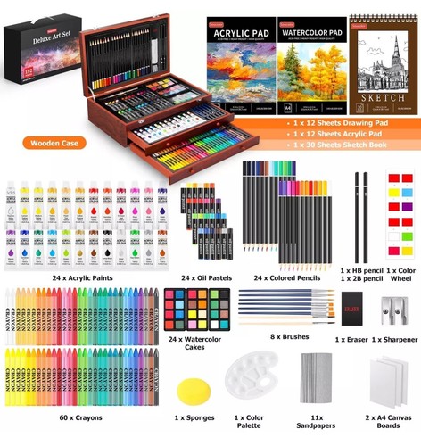 Art Supplies, 192-Pack Deluxe Art Set Drawing Painting Supplies Art Kit - Picture 5 of 11