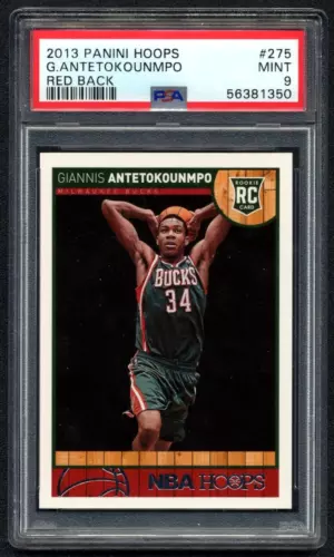 Giannis Antetokounmpo 2013-14 Panini Hoops Red Back PSA 9 Rookie Card NBA #275