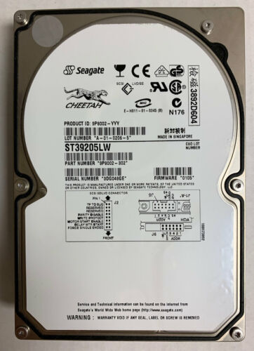 Seagate Cheetah St39205Lw 9Gb Scsi 68Pin 10000Rpm 3.5" Hard Drive 68 Pin