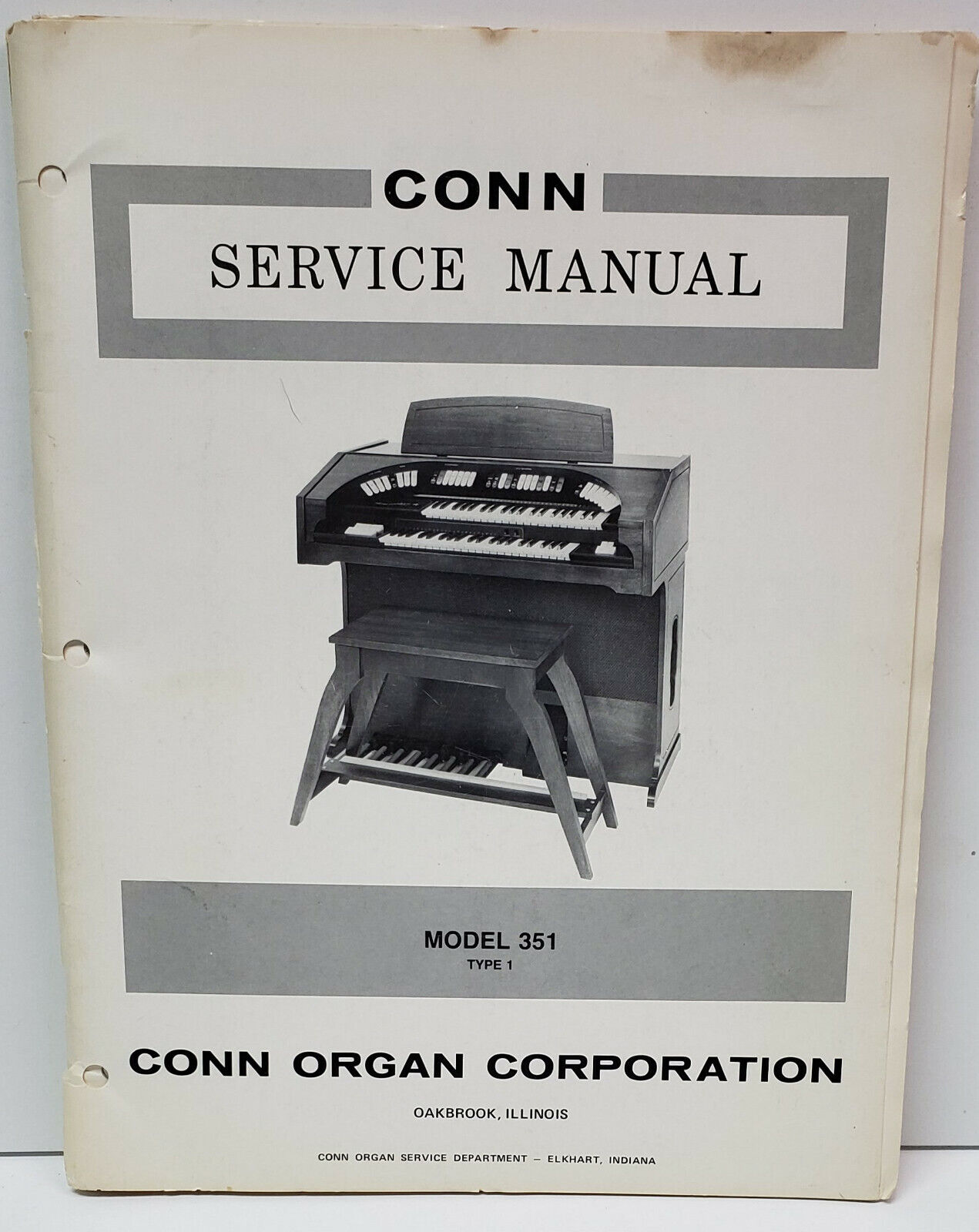 Conn Organ Model 351 Service Manual and Schematic Supplement Sta