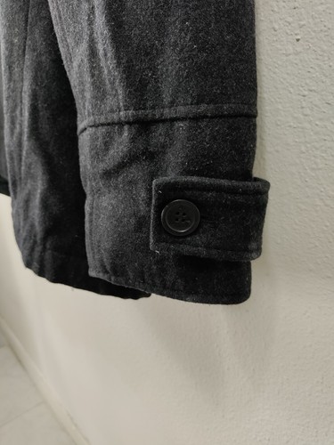 Buffalo David Bitton Men's Wool Hooded Pea Coat Black Gray Checkered XL - Picture 8 of 15