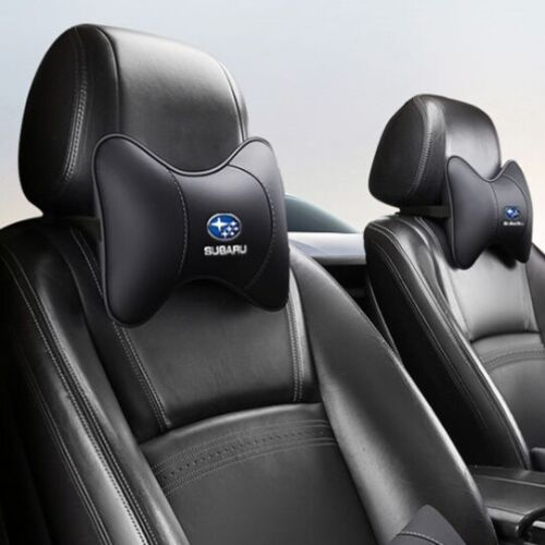 1pc Soft Leather Car Headrest Neck Cushion Pillow Neck Rest For Subaru black