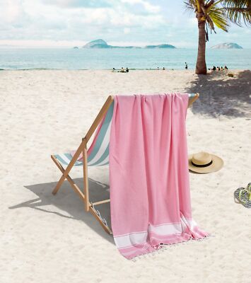 Turkish Beach Towel – Oversized Quick Dry & Sand Free Towel For Pool, Travel & Bathroom (39"x71", Purple)