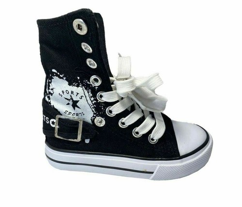 Baby Boys Girls High Top Fold Over Graffiti Lace Up Canvas Fashion Sneaker Size - Picture 9 of 20
