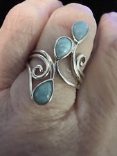 925 Sterling Silver Larimar Ring Size 7 New