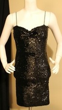 Black Sequined Stretch Bodycon Mini Dresses Size S-M