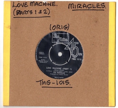 THE MIRACLES - LOVE MACHINE (PART's 1&2).  UK ORIG 1975 MOTOWN 7". EX - Picture 1 of 2