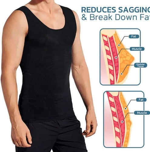Herren Gynäkomastie Kompression Tank Top Sauna Schweißweste Body Shaper Training Shirt - Bild 4 von 14