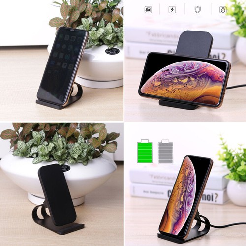 Dual Charging Interface USB Vertical Wireless Charger Mobile Phone Holder Black - Foto 10 di 11