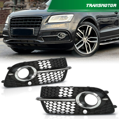 Front Bumper Fog Light Grill Grille Fit For AUDI Q5 S-Line/ SQ5 2013-2017