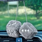 <!--F#f_0-->1 Pair Grey Fuzzy Plush Dice Retro Square Plush Hanging Mirror Fuzzy Car Decor<!--F/-->