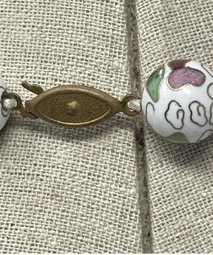 Hand Knotted Vintage Chinese Cloisonné Beads Necklace 24” Enamel Multicolor - Picture 6 of 11