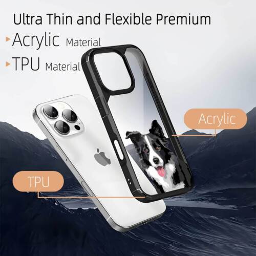 Acrylic Phone Case Cute Dog TPU Bumper Cover For iPhone 16 15 14 Samsung A15 S24 - Picture 12 of 51