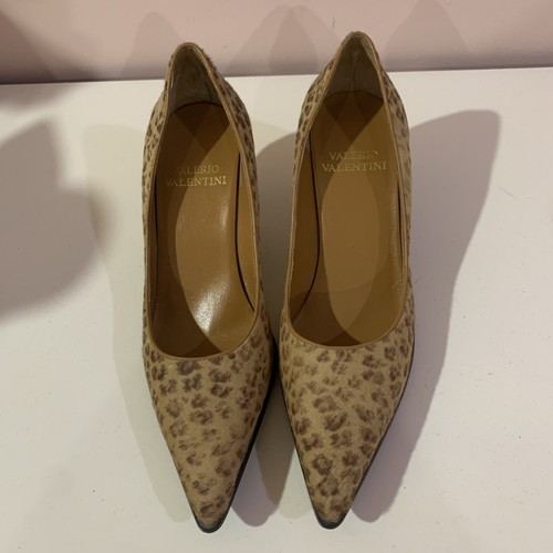 VINTAGE VALERIO VALENTINI TAN PONY HAIR LEATHER POINTY TOE PUMPS SHOES SZ.37 M - Picture 3 of 22