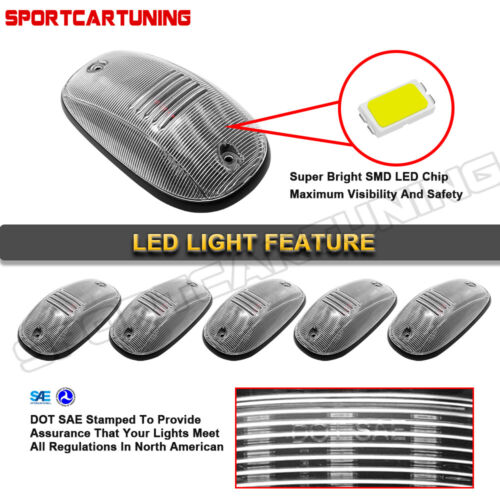 FOR 03-18 DODGE RAM TRUCK 5PCS 1500 2500 LED CAB ROOF TOP MARKER RUNNING LIGHTS - Picture 5 of 10