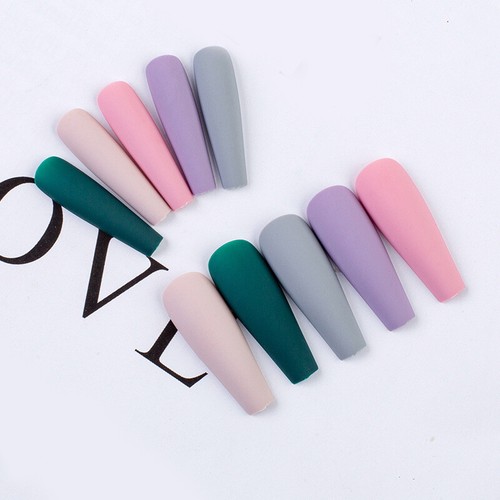 100pcs Fake False Nails Tips Full Cover Long Coffin Ballerina Art Manicure US ↕ - Picture 12 of 35
