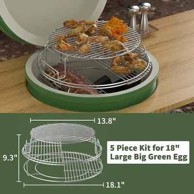 TAISHI 5-Piece EGGspander Kit Removable Expansion Rack for Big Green Egg Anti-rust Top