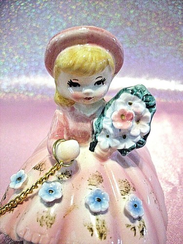 ๐i๐* Vtg DARLING Shopper Bloomer Girl in PINK Walks Blue Poodle Dog EX โญVHTF - Picture 2 of 6