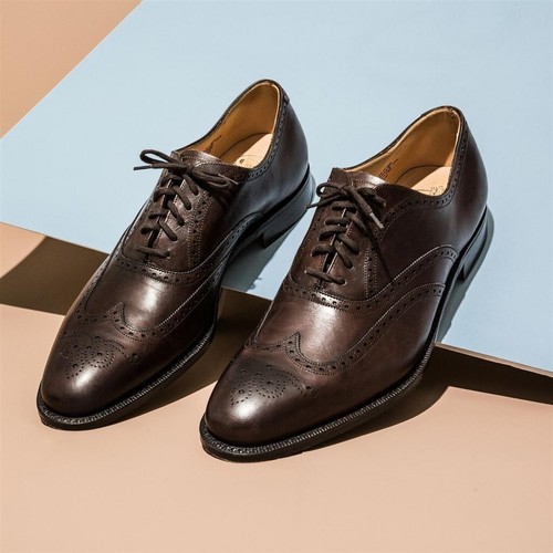 £960 maßgeschneiderte Church's Lederschuhe gelocht Oxford Walnuss Brogues UK 10 US 11 F - Bild 1 von 19