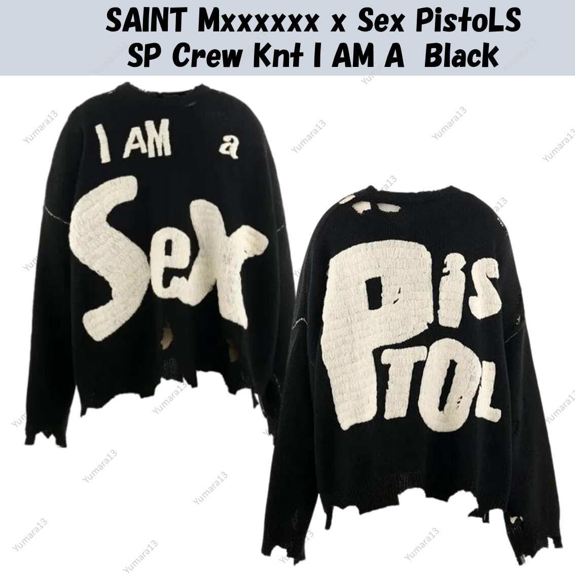 トップス SAINT Mxxxxxx Sex Pistols SP_CREW SWT SAINT Mxxxxxx x Sex PistoLS SP Crew Knt I AM A Black | eBay