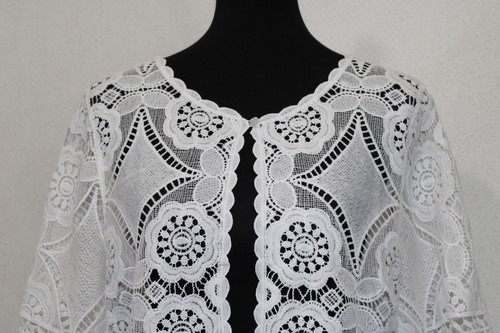 NWOT Rabbit Rabbit Rabbit Design Sz L White Lace Open Cardigan 3/4 Sleeves - Picture 2 of 6