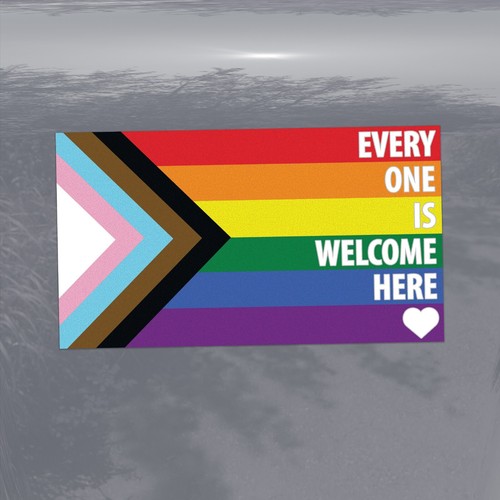 Intersex Progress Pride Flag Every One Is Welcome Here LGBTQ POC Window Cling - Picture 3 of 3