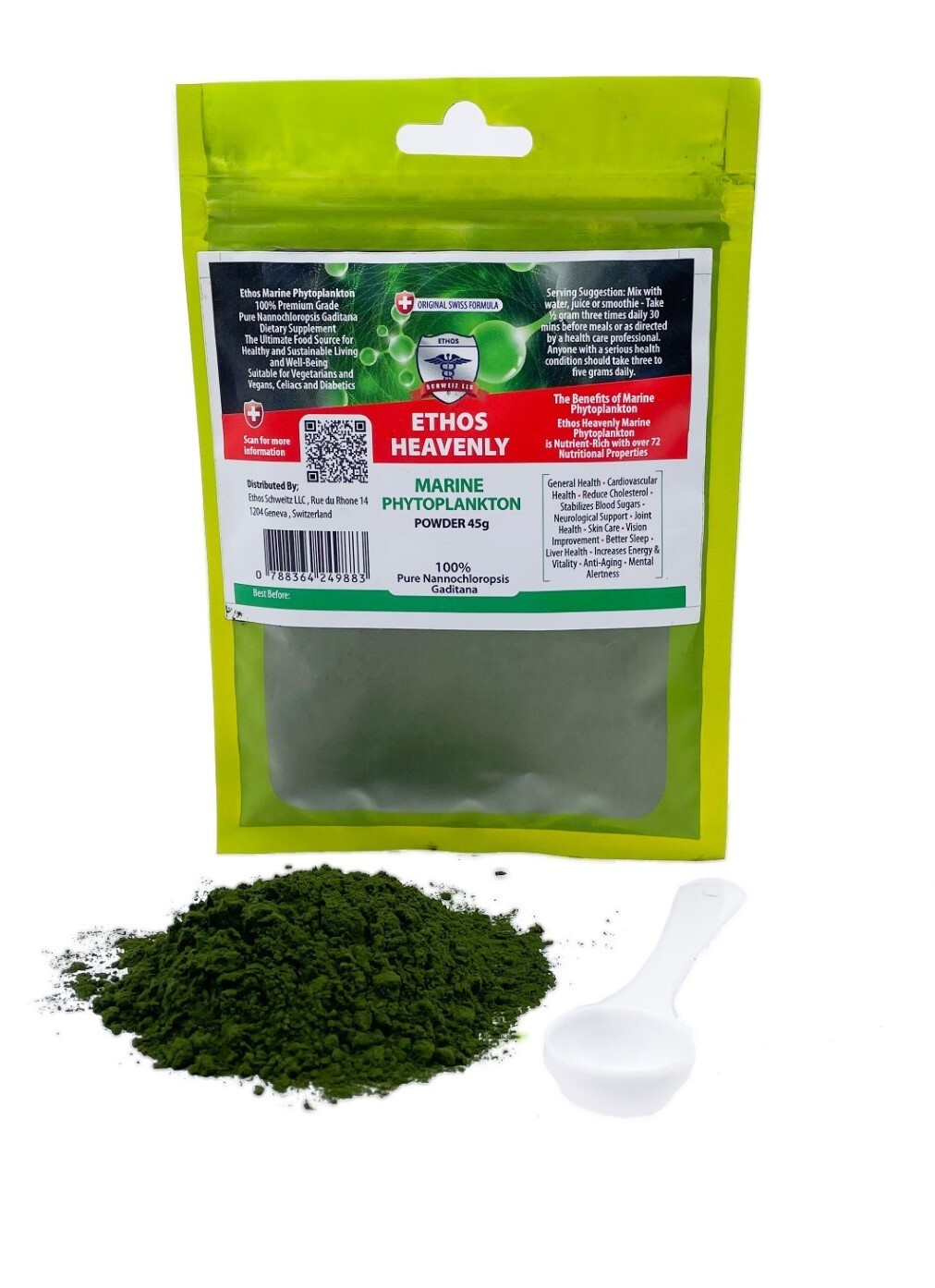 Ethos Natural Health Marine Phytoplankton 100% Organic 45g Powder Supplement