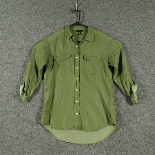 FOREVER 21 WOMENS BLOUSE SMALL ARMY 