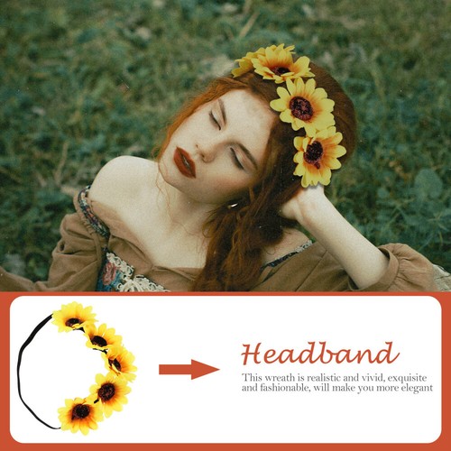 2PCS Wedding Festivals Floral Hair Band Adjustable Ribbon Sunflower Headband - Bild 10 von 12