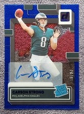 2022 Panini Clearly Donruss Rated Blue /99 Carson Strong #61 Rookie Auto RC