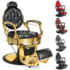 All Purpose Heavy Duty Hydraulic Recliner Barber Chairs Beauty Salon Red/Black