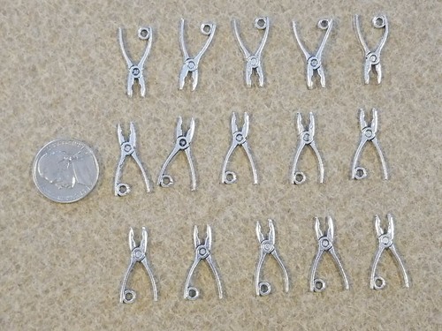 Lot of 15 Tibetan Silver Pliers Cutter Tool Charms for Earrings Crafts Bracelet - Picture 2 of 5