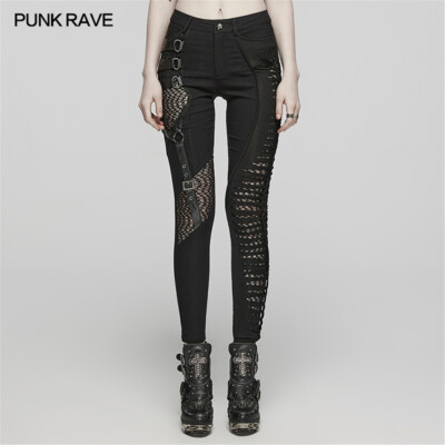 Punk Rave Spliced Irregular Seams Asymmetric Silhouette Design Asymmetric Pants