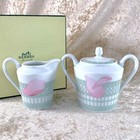 Vintage Hermes Creamer & Sugar Pot La Pivoines Porcelain Tableware Set of 2