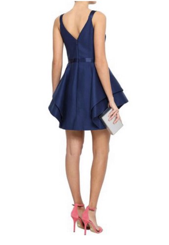 Halston Heritage Evening Collection V-neck navy Dramatic Flounce Dress Sz 2 NWT - Picture 3 of 9