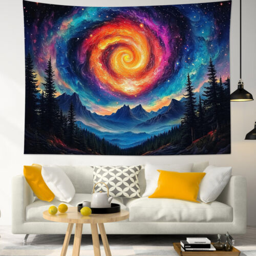 Tapiz espacial bosque colorido cielo estrellado galaxia para dormitorio sala dormitorio - Imagen 15 de 15