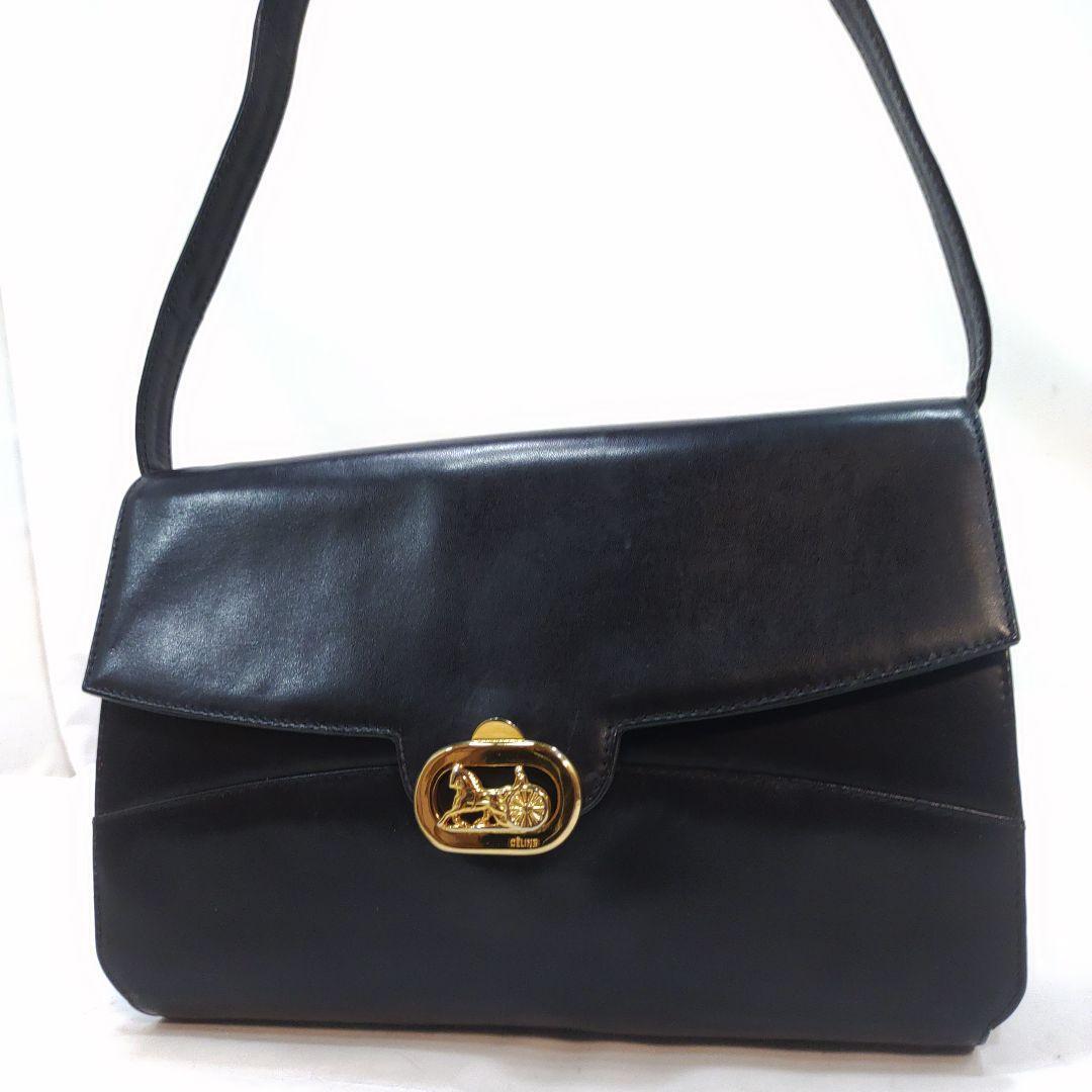 Celine Black Leather Shoulder Bag Authentic G03101507
