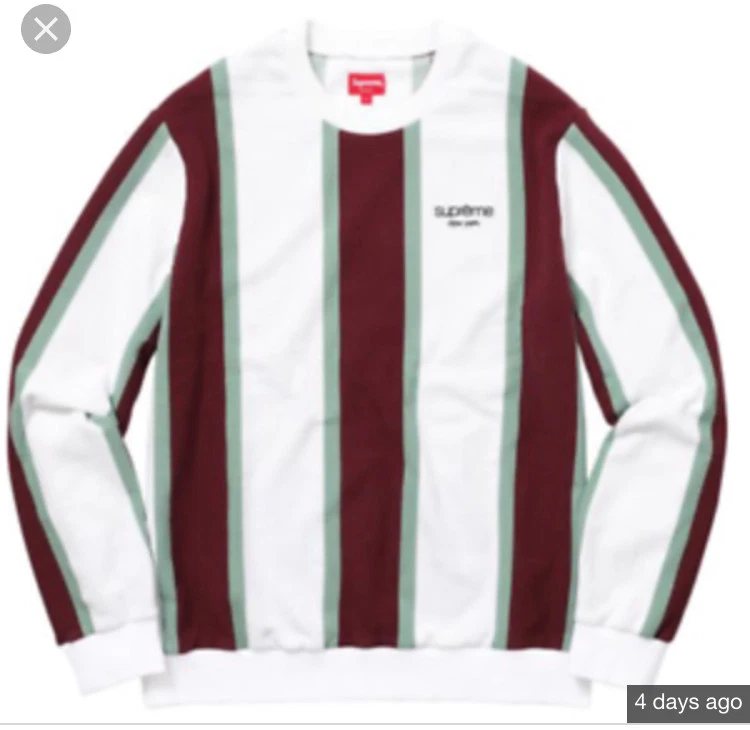 SUPREME AUTHENTIC NEW VERTICAL STRIPED PIQUE CREWNECK SWEATER SZ L *IN HAND*