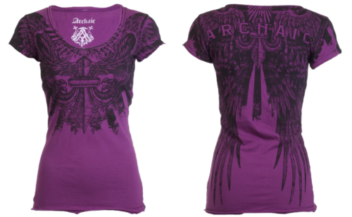 Archaic by Affliction Women's T-shirt Heart Torn Biker Tattoo - Picture 3 of 4