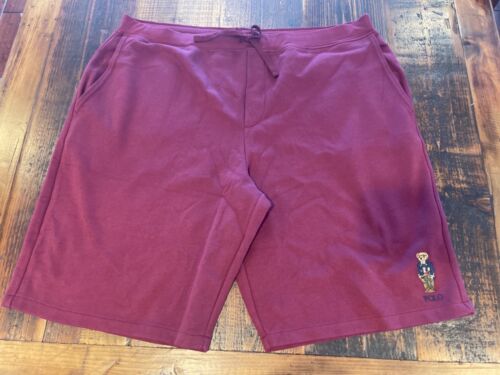 POLO RALPH LAUREN Men's Big & Tall Burgundy Polo Bear Fleece Shorts NWT Sz 4XT